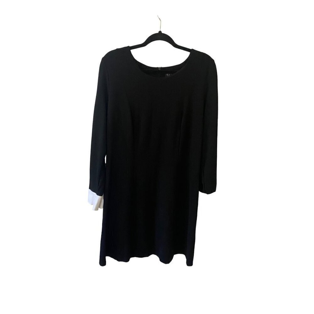 Eloquii Women's Black Long Sleeve White Cuffed Classic Dress - 16